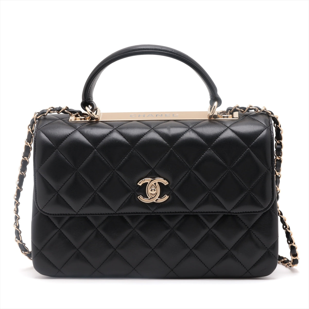 Chanel Matrasse  2WAY Handbag Top Handle Flap Black G  29th