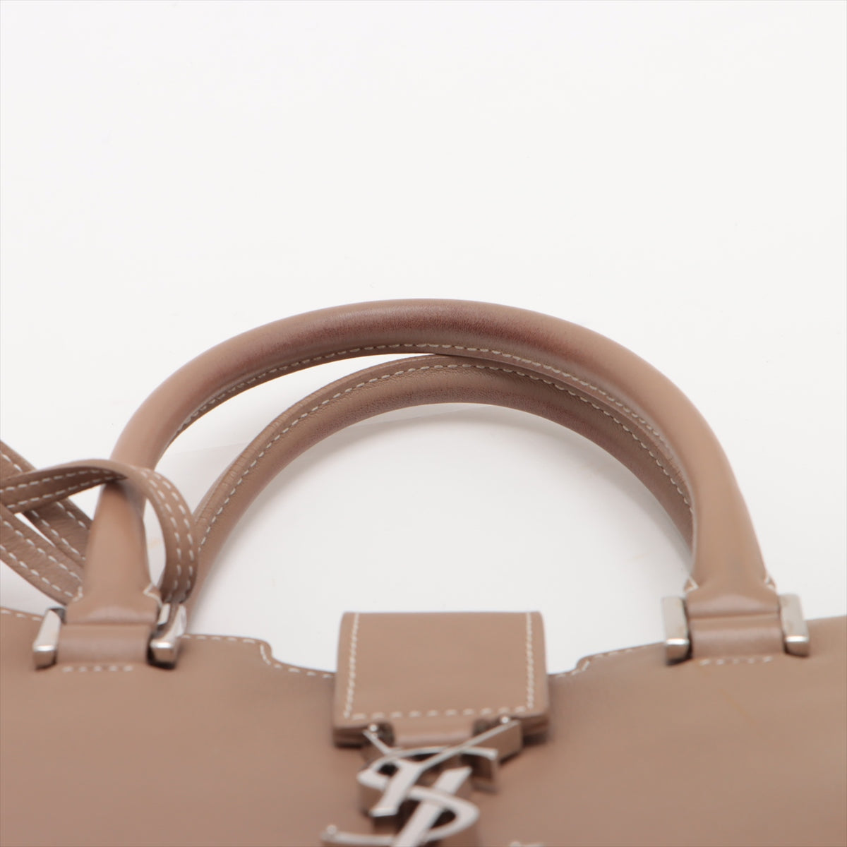 Saint Laurent Cabas Leather 2WAY Handbag Beige 424868