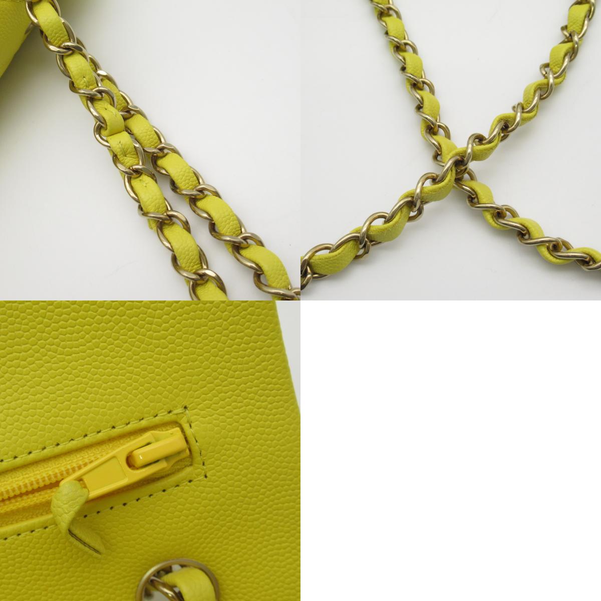 Chanel Double Flap Chain Shoulder Bag Double Flat Chain Shoulder Bag Caviar S (Green )  Yellow  ()