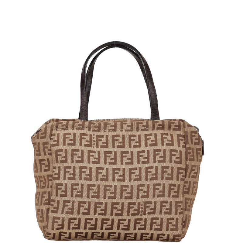 Fendi Zucca Handbag 22628 Beige Brown Canvas Leather  Fendi