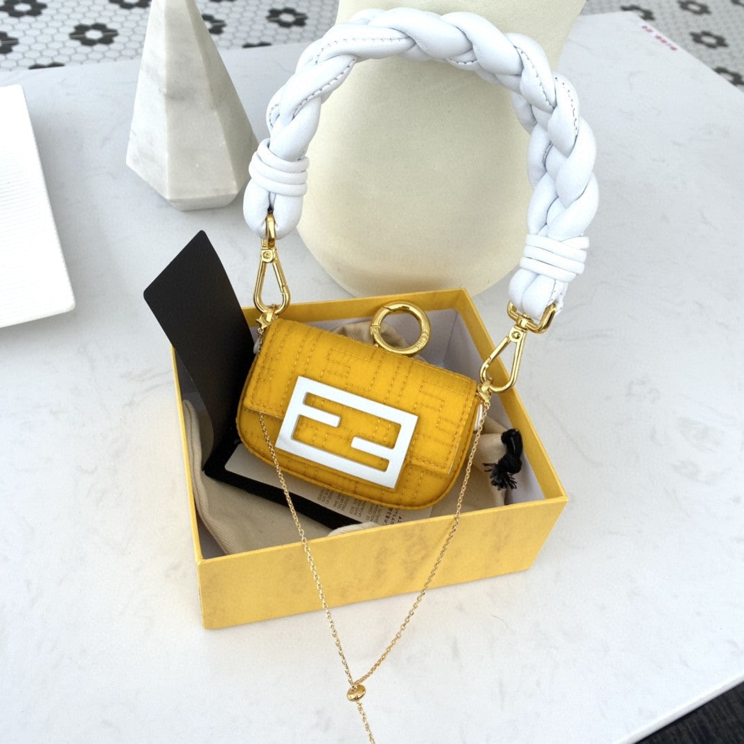 Fendi Nano Baguette Maxi Handle Yellow and White Bag