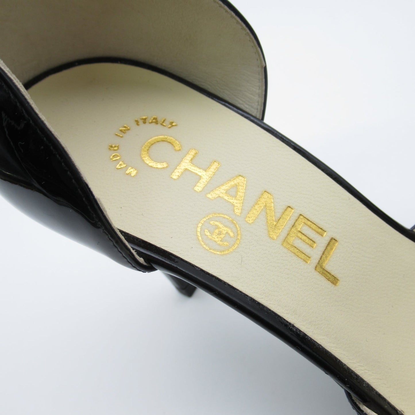 Chanel Patent Head Pump Shoes Patent Leather  Black G28915