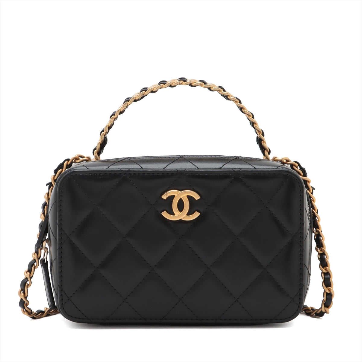 Chanel Lambskin  Vanity Bag Black G  AP3246