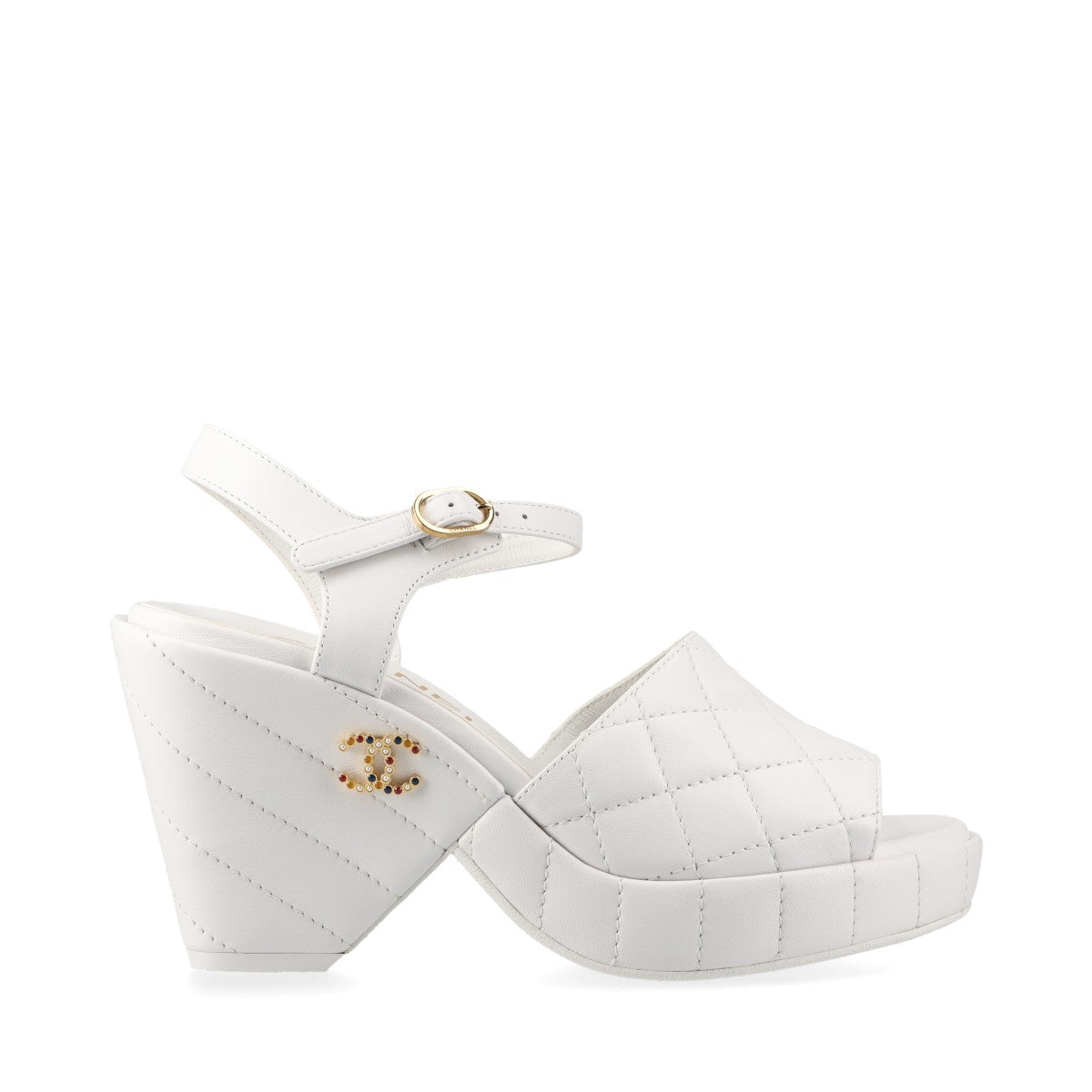 Chanel Coco Leather Sandals 35  White G45637