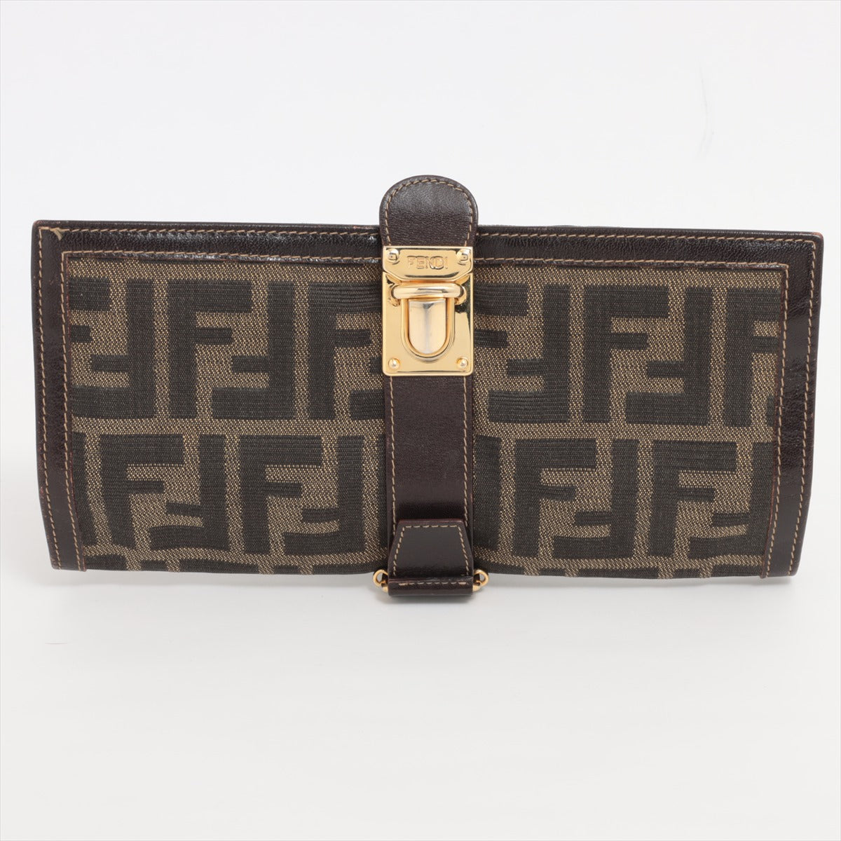 Fendi canvas x leather wallet Brown