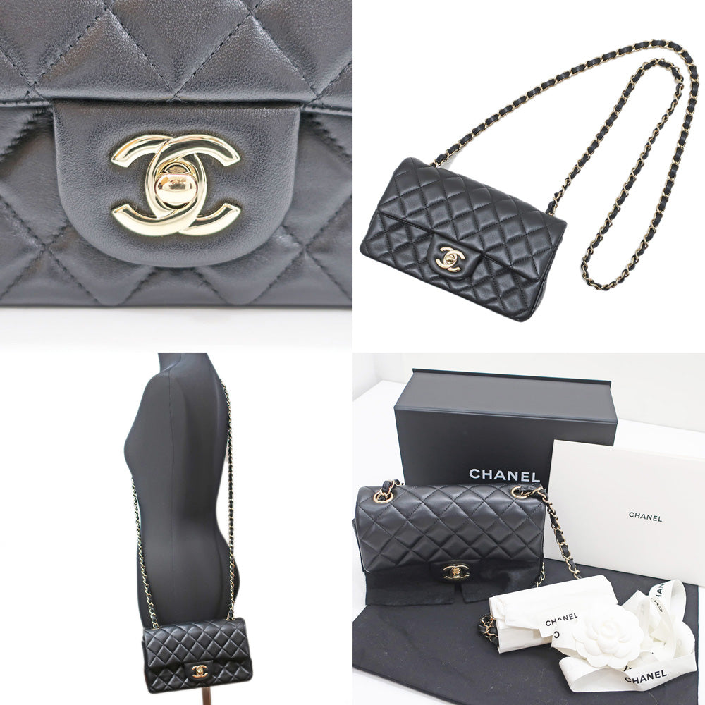 CHANEL Mini Flap Bag 20  Black G  GD Chain Shoulderbag Coco Black