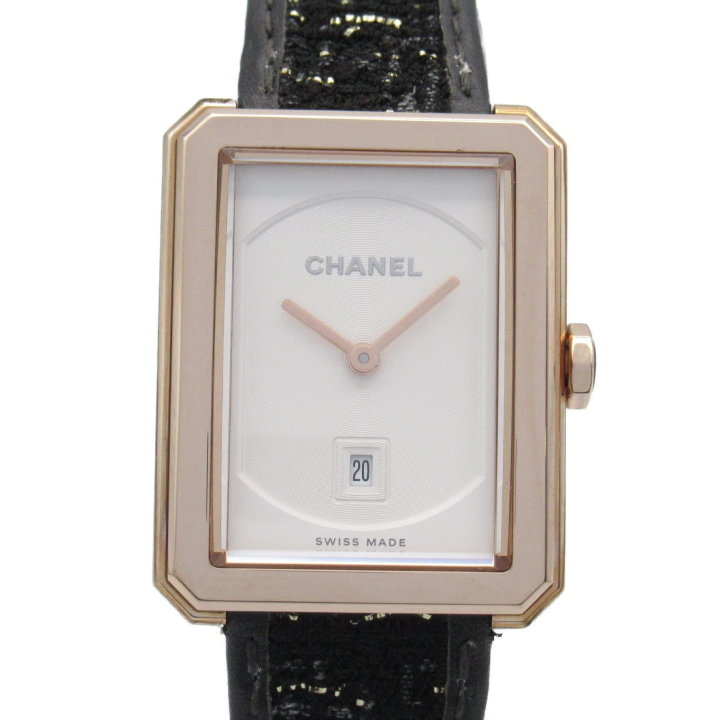 Chanel Girlfriend Tweedey Strap Watch Watch Leather Belt Beige G  White Opal White H5586