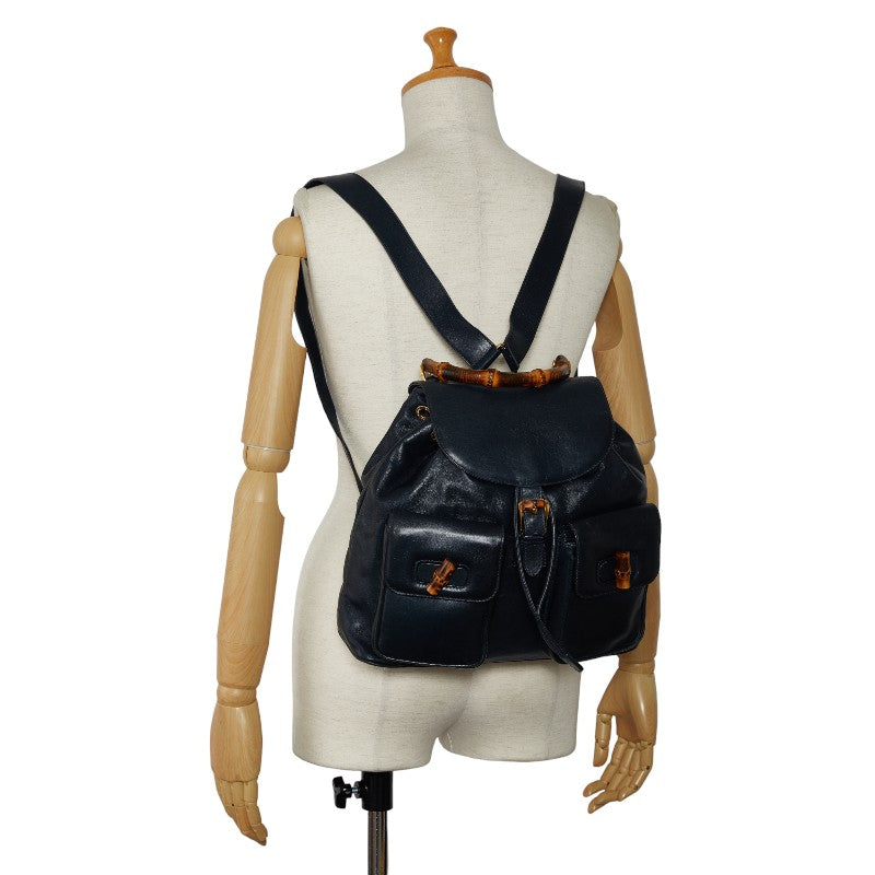 GUCCI Bamboo Backpack in Leather Navy 003 2058 0016