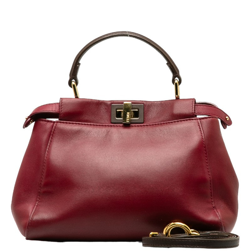 FENDI Peekaboo Handbag in Leather Red 8BN244