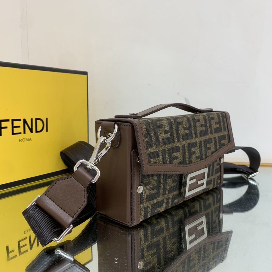 Fendi Baguette Soft Trunk Mini Dark Brown Bag For Woman 10cm/4in