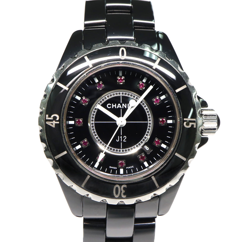 Chanel J12 33mm H1634 Black Ceramic 12P Ru Quartz Boys