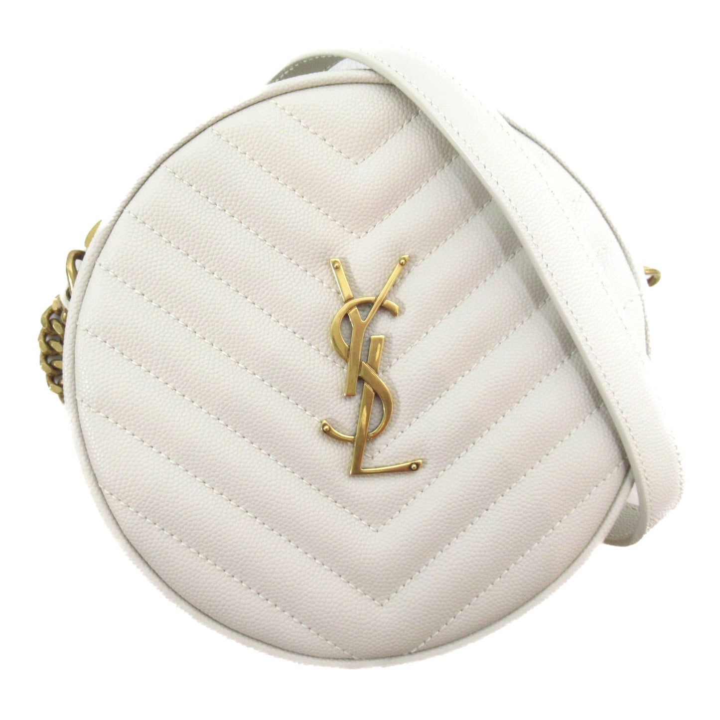 Saint Laurent Chain Shoulder Bag Leather Bag  White 610436