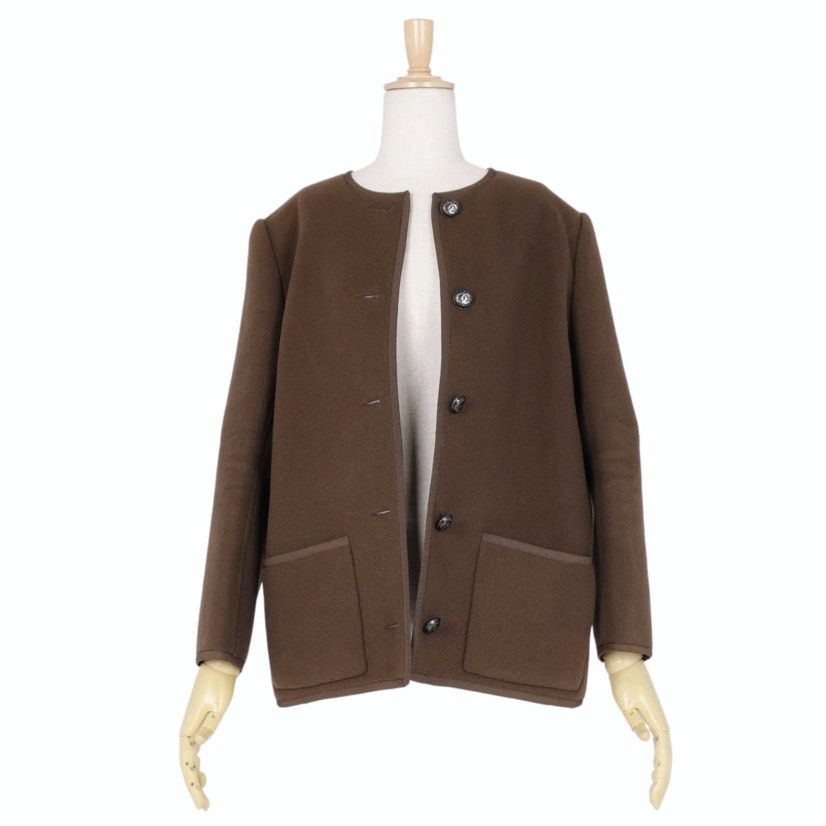 Vint Chanel Chanel Jacket Coat -Color Coco Button Wool No-Land Out  36 (S equivalent) Brown Sexual