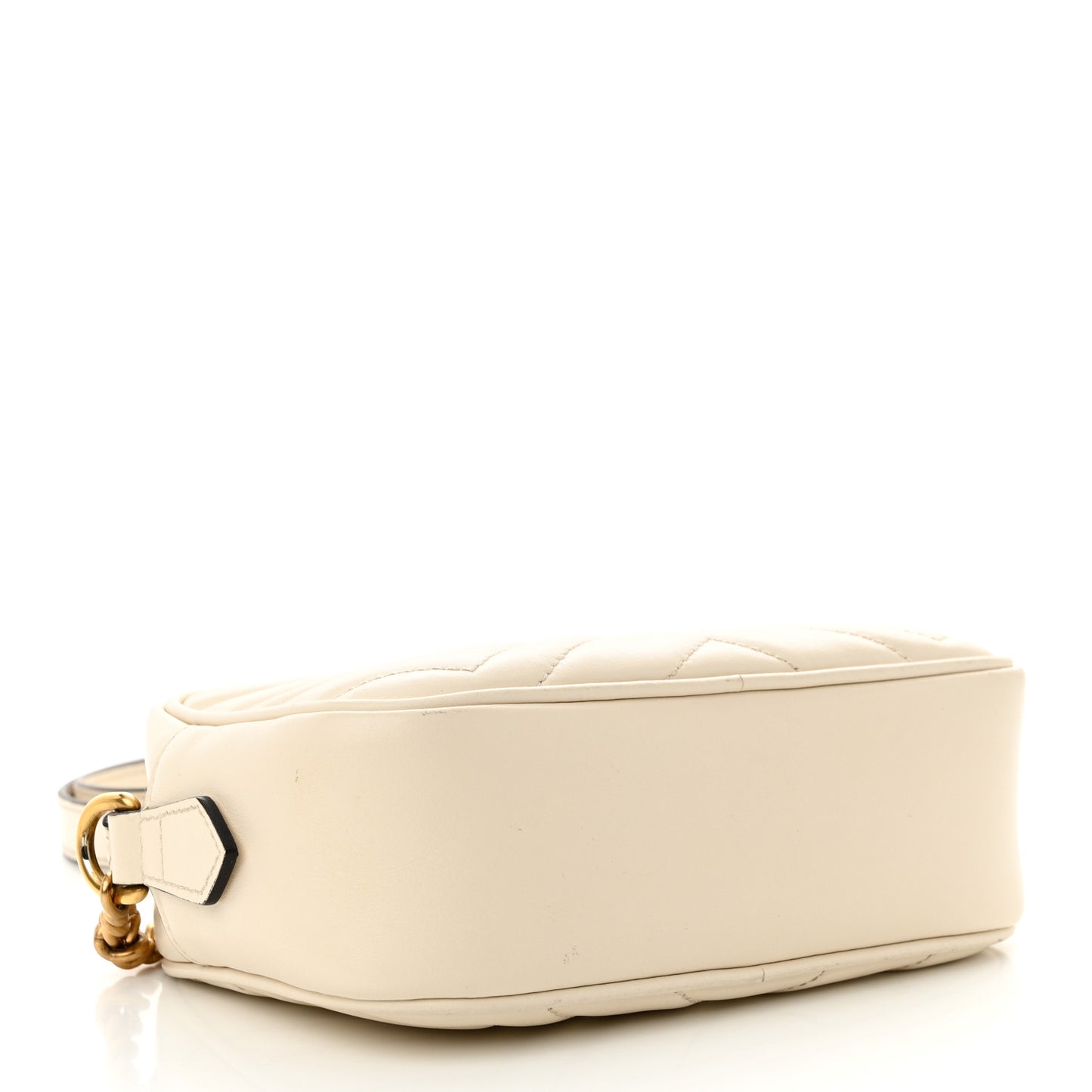 Gucci  Calfskin Matelasse Mini GG Marmont Chain Shoulder Bag White