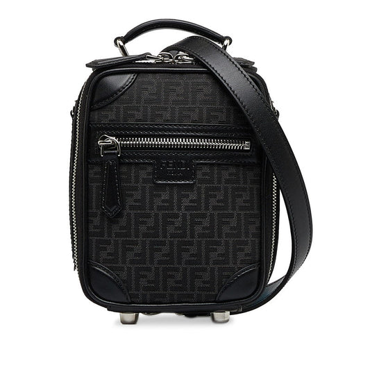 FENDI Mini Travel Bag in Canvas Leather Black 7VA542