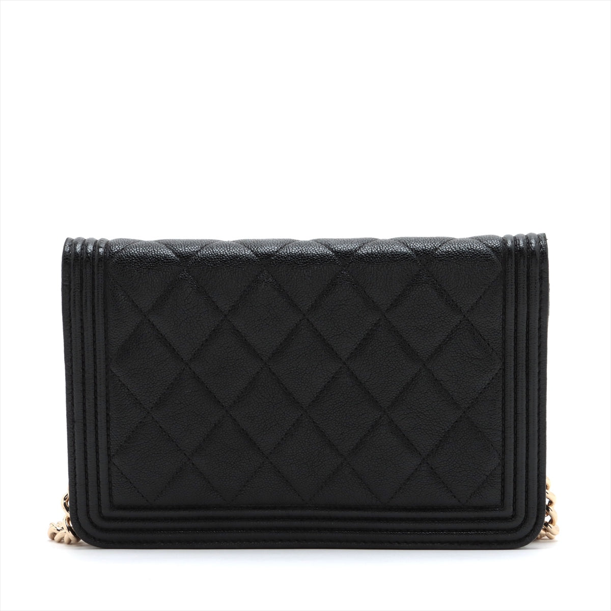 Chanel Boy Chanel St Caviar S Chain Wallet Black G