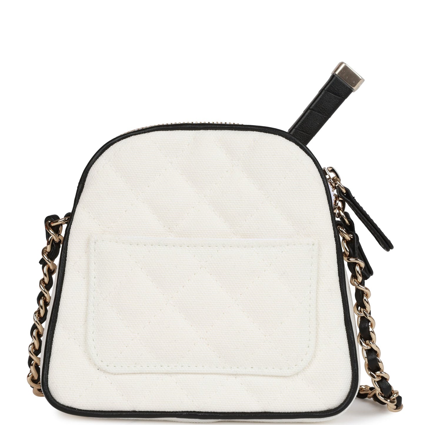 Chanel "Monte-Carlo" Mini Crossbody Tennis Bag White Canvas Light Gold Hardware