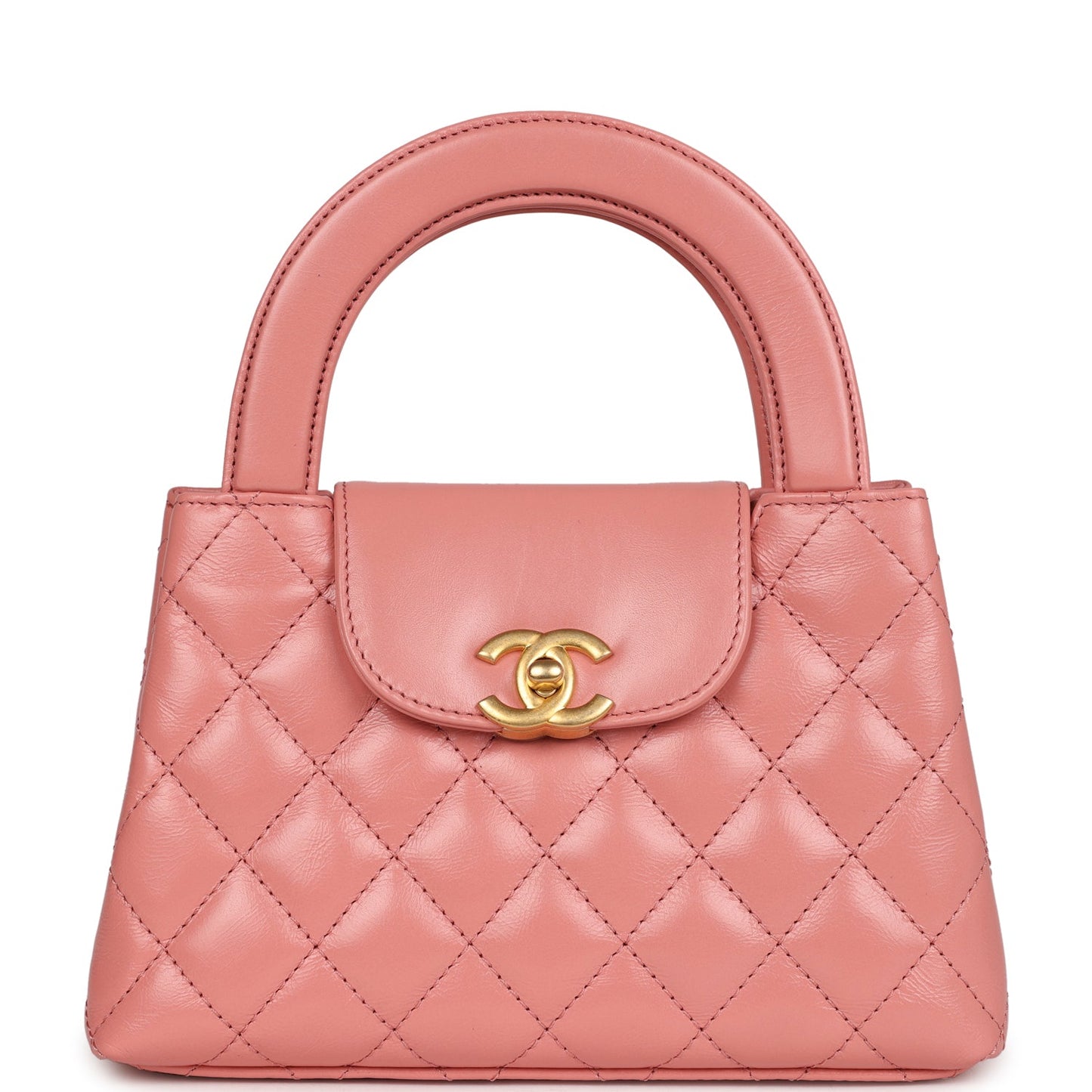 Chanel Small Kelly Shopper Pink Shiny Aged Calfskin Brushed Gold Hardware