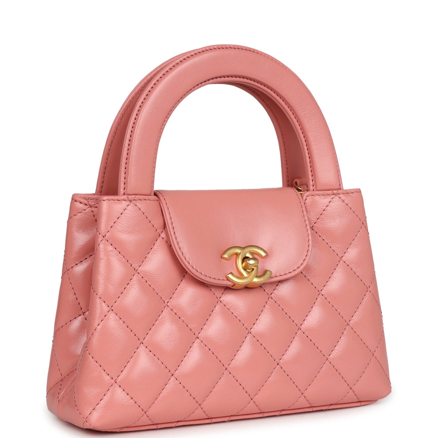 Chanel Small Kelly Shopper Pink Shiny Aged Calfskin Brushed Gold Hardware