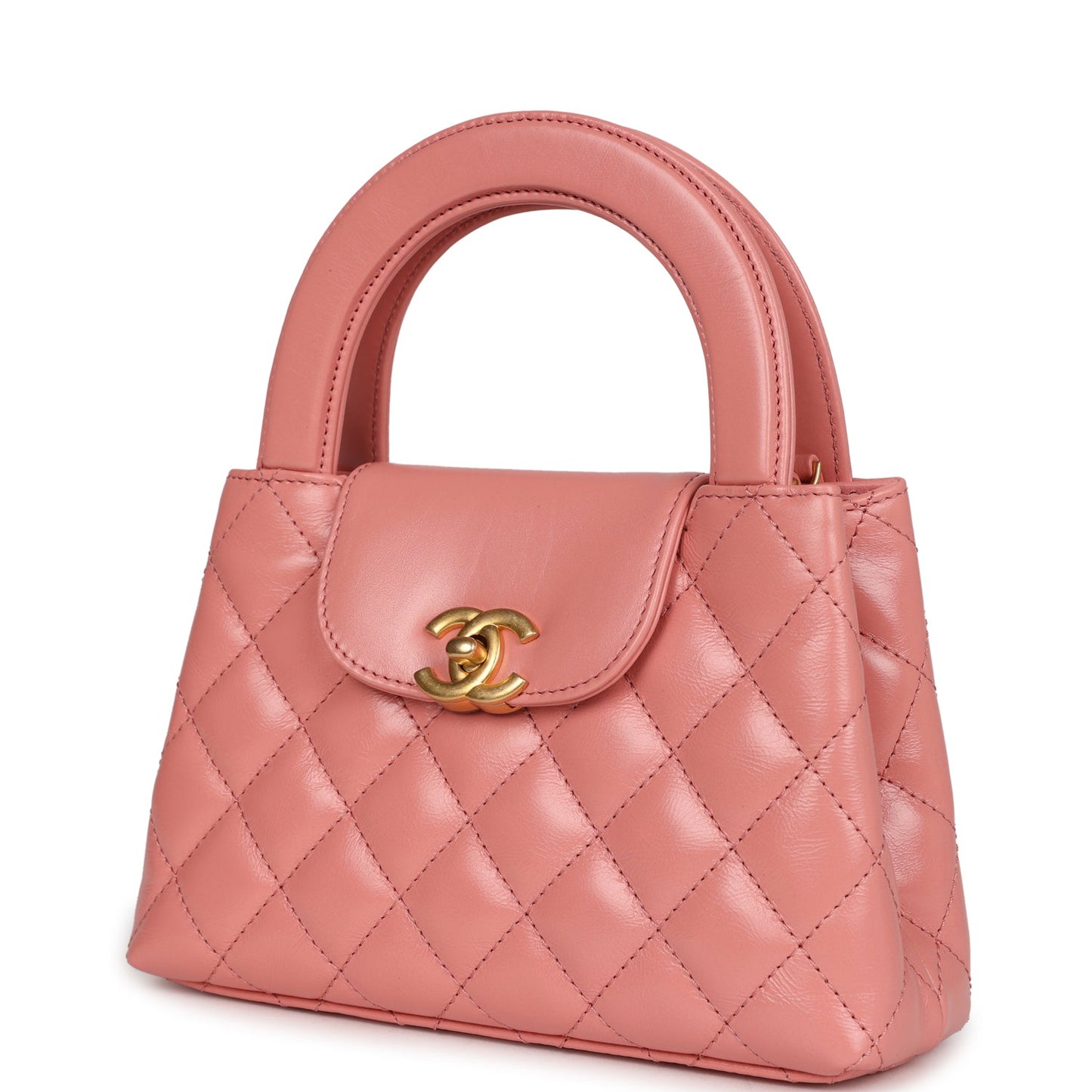 Chanel Small Kelly Shopper Pink Shiny Aged Calfskin Brushed Gold Hardware