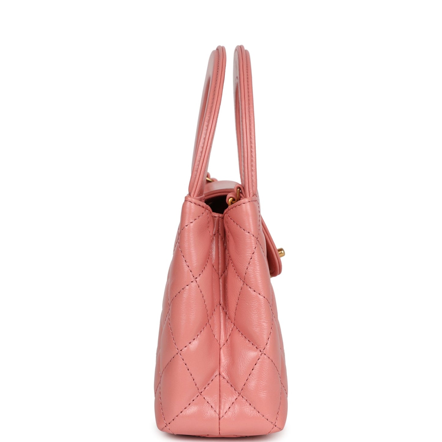 Chanel Small Kelly Shopper Pink Shiny Aged Calfskin Brushed Gold Hardware