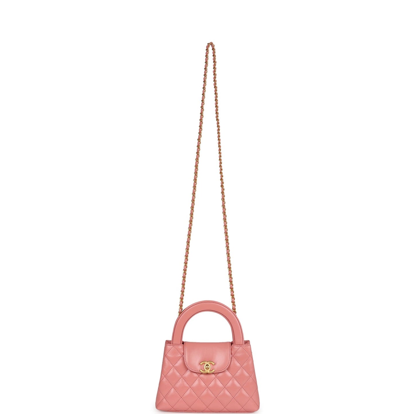 Chanel Small Kelly Shopper Pink Shiny Aged Calfskin Brushed Gold Hardware