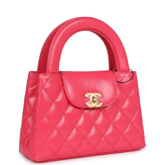 Chanel Small Kelly Shopper Dark Pink Shiny Aged Calfskin Brushed Gold Hardware