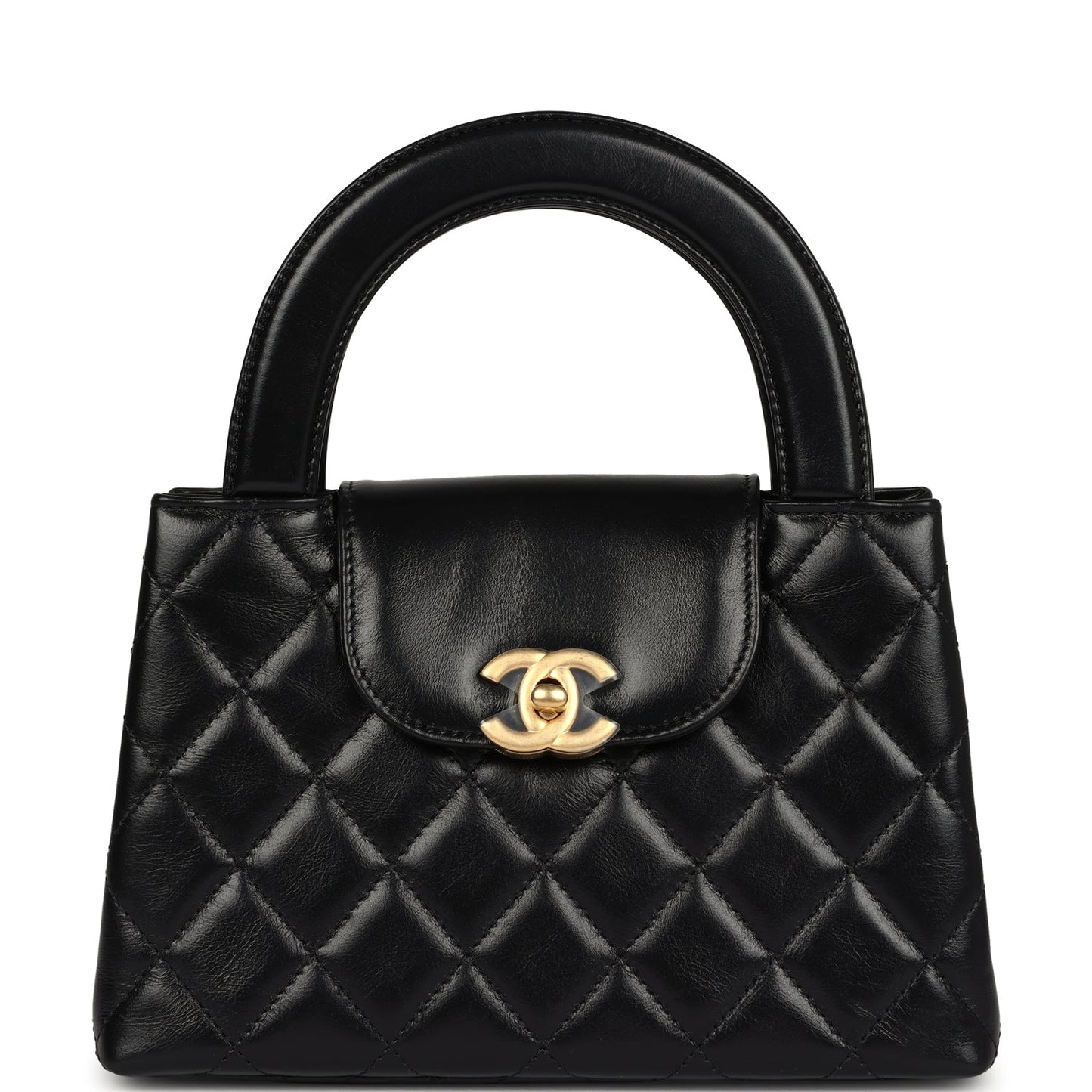 Chanel Small Kelly Shopper Black Shiny Aged Calfskin Brushed Gold Hardware