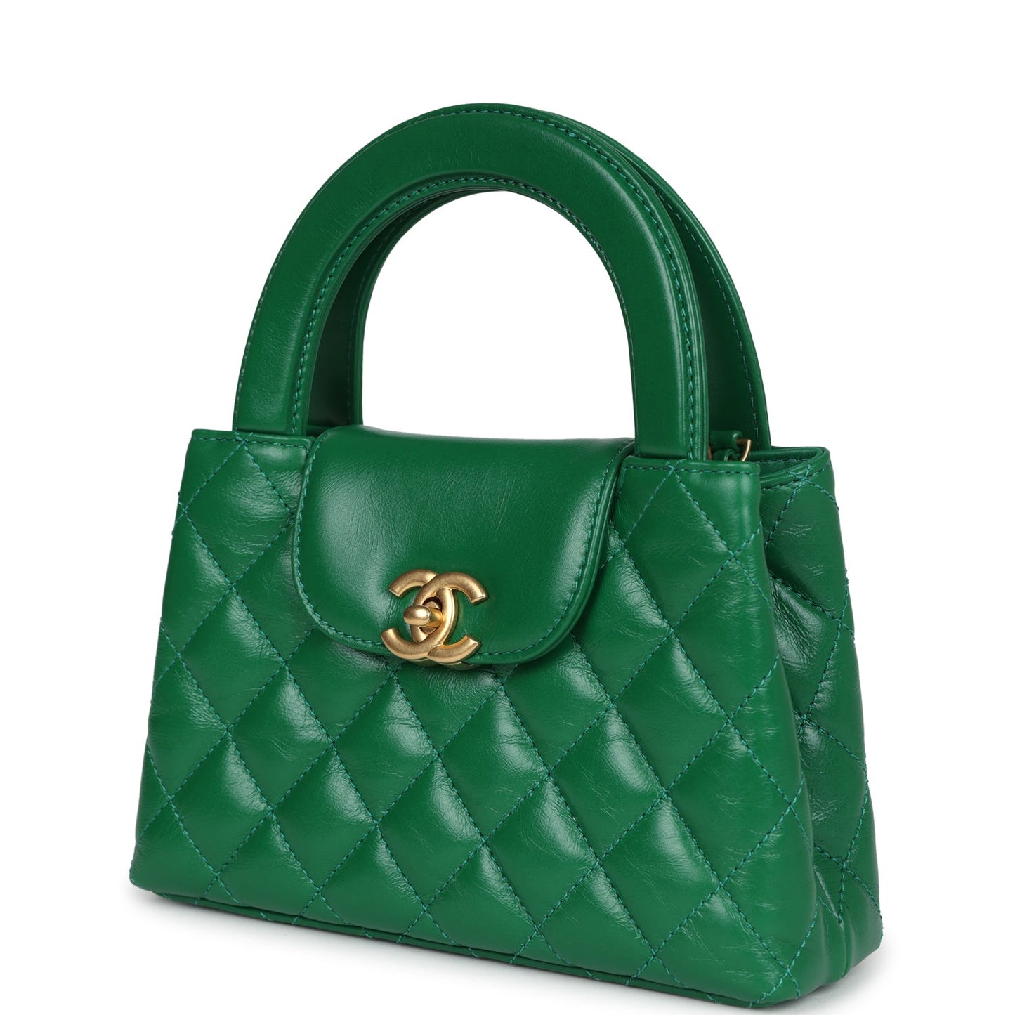 Chanel Small Kelly Shopper Dark Green Shiny Aged Calfskin Brushed Gold Hardware