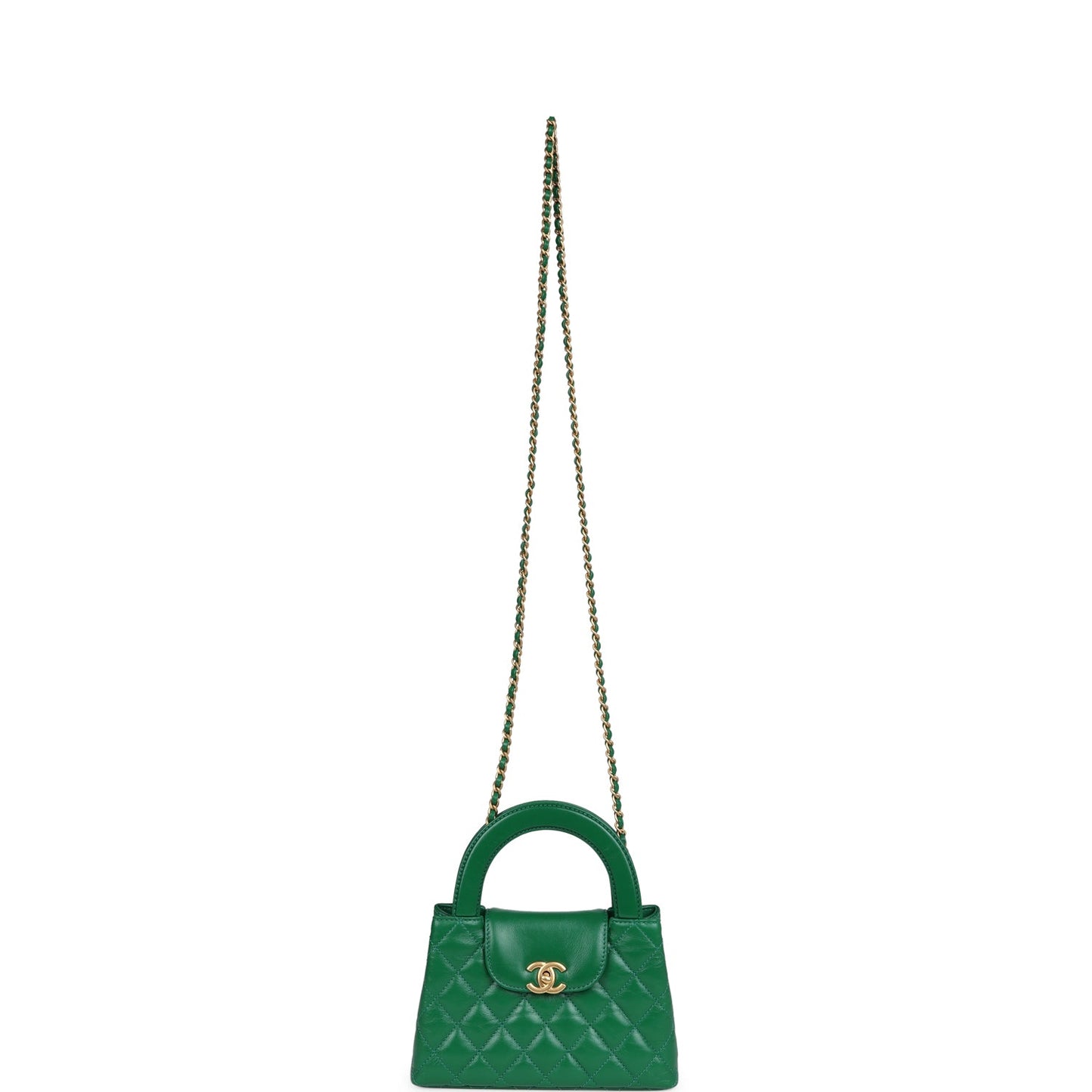 Chanel Small Kelly Shopper Dark Green Shiny Aged Calfskin Brushed Gold Hardware