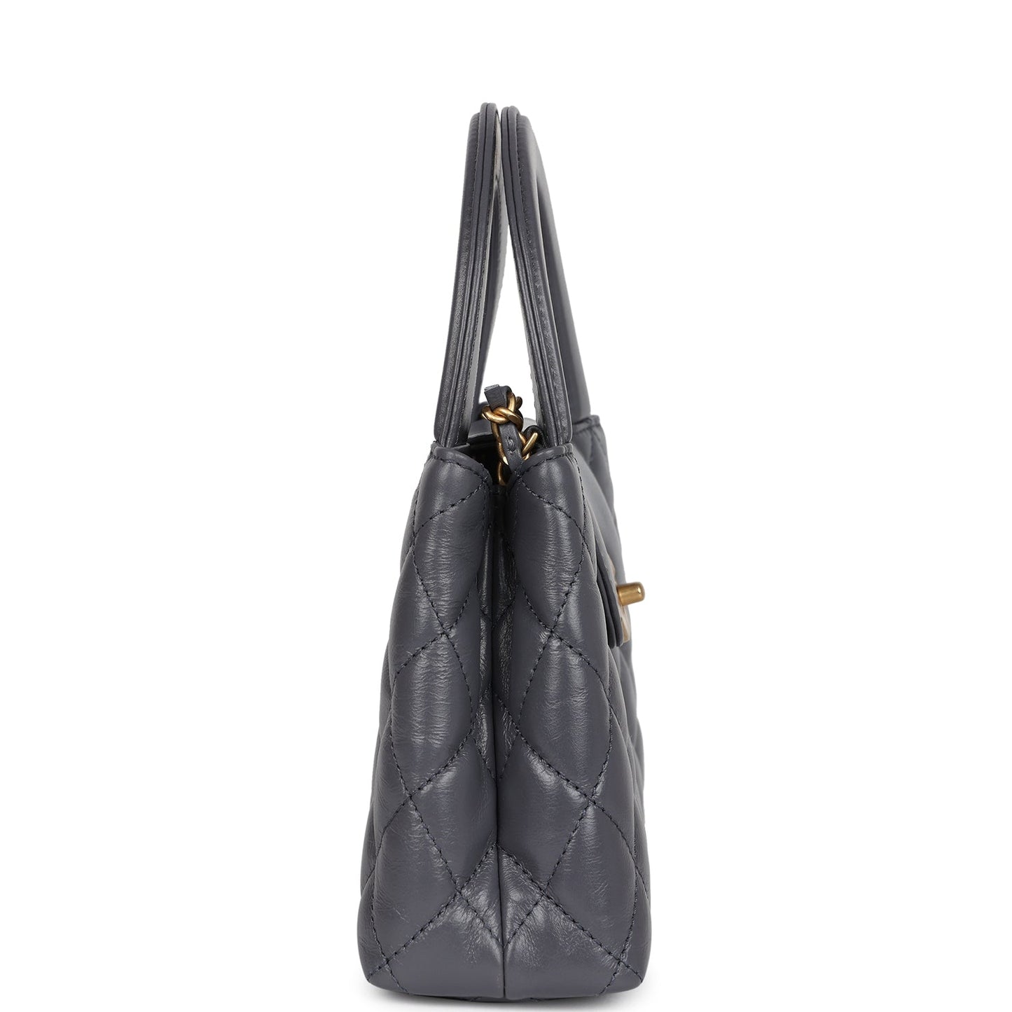 Chanel Small Kelly Shopper Dark Grey Shiny Aged Calfskin Brushed Gold Hardware