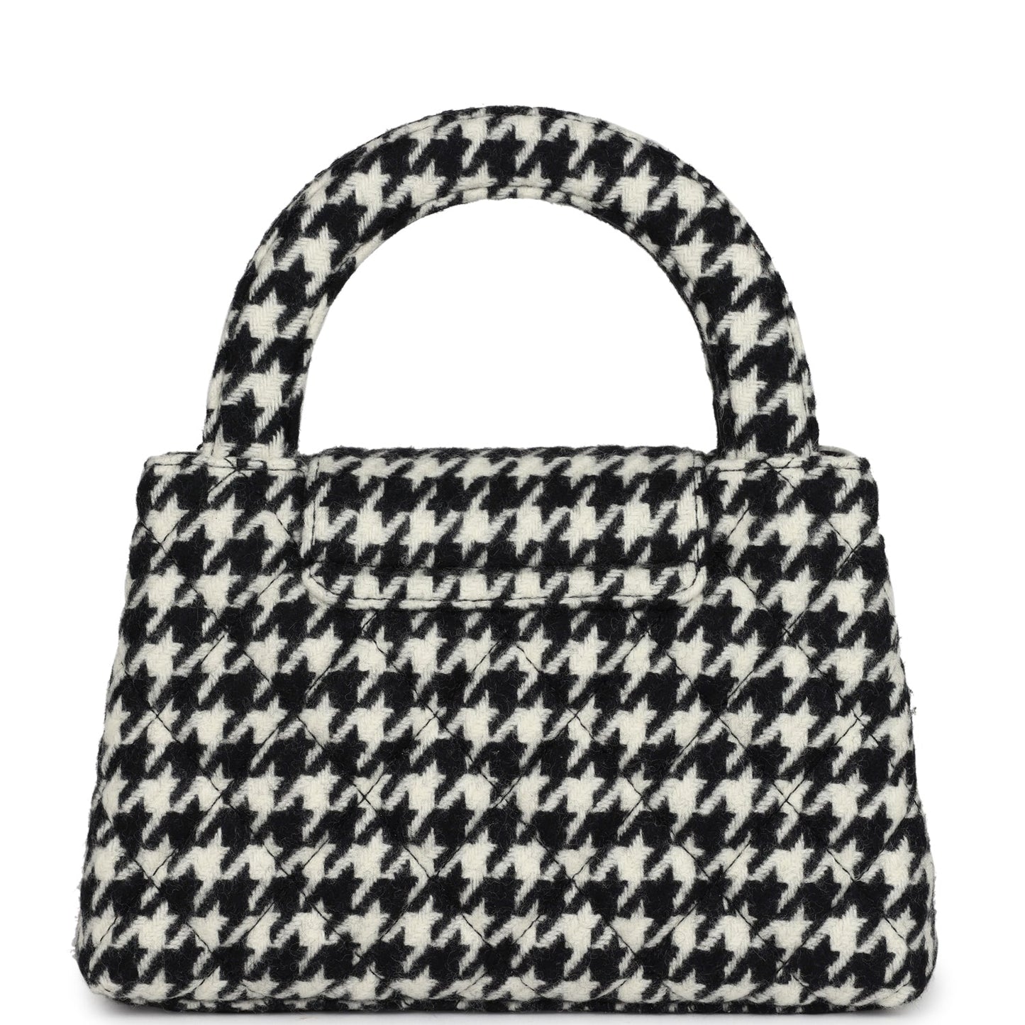 Chanel Small Kelly Shopper Black and White Houndstooth Tweed Brushed Gold Hardware