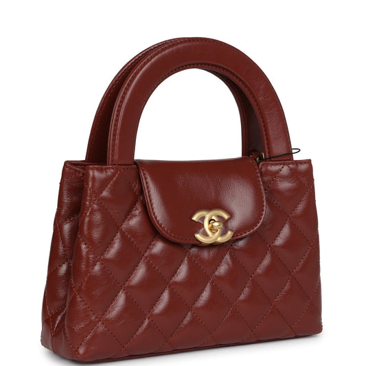 Chanel Small Kelly Shopper Brown Shiny Aged Calfskin Brushed Gold Hardware