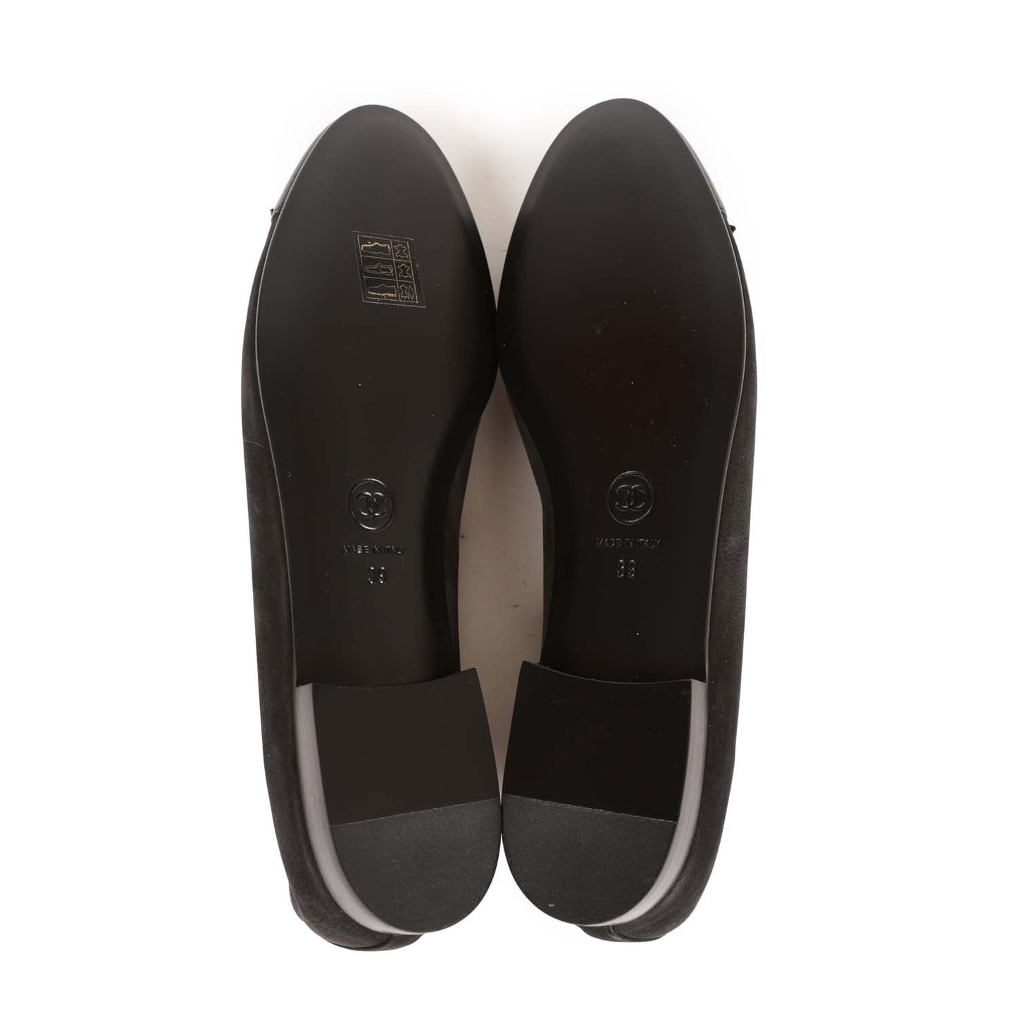 Chanel CC Black Suede and Leather Ballet Flats 39