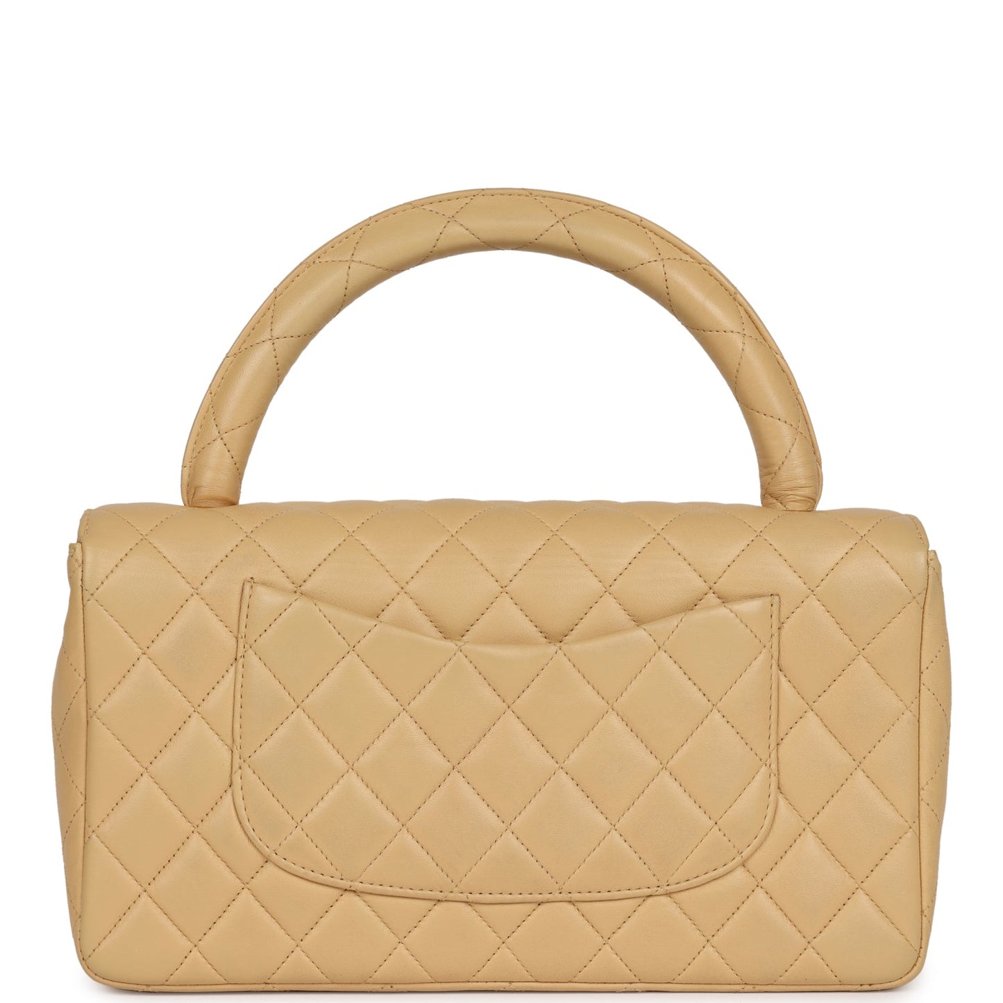 Chanel Vintage Kelly Parent Flap Bag Beige Lambskin Gold Hardware