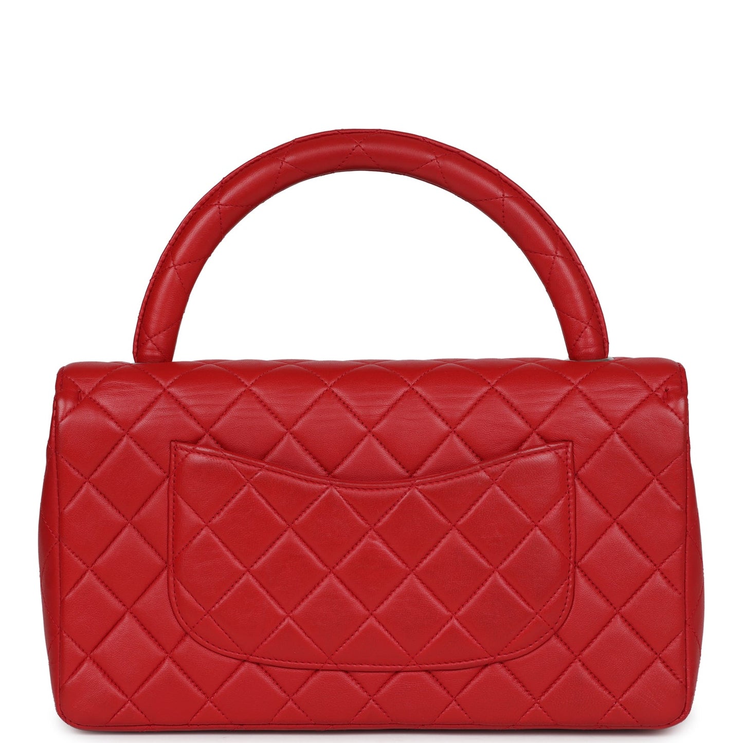 Chanel Vintage Kelly Parent Flap Bag Red Lambskin Silver Hardware