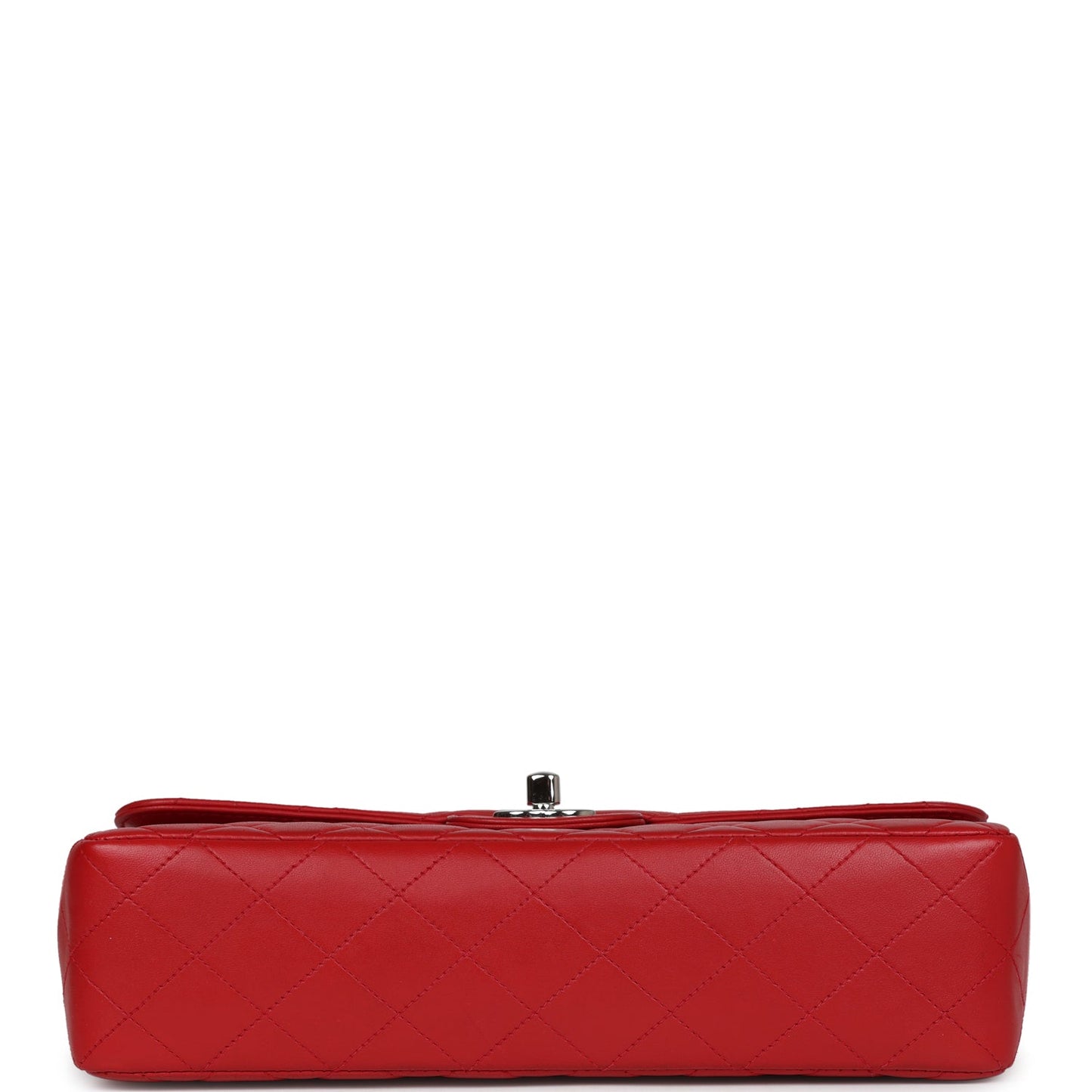 Chanel Vintage Kelly Parent Flap Bag Red Lambskin Silver Hardware