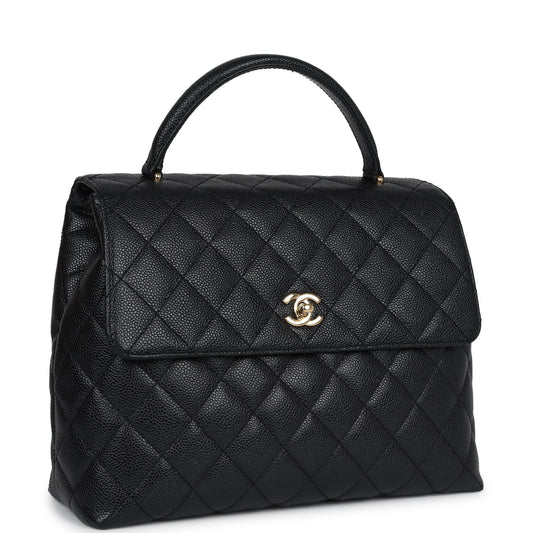 Chanel Vintage Kelly Flap Bag Black Caviar Gold Hardware