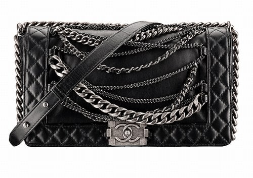 CHANEL 'Multi Chains' Boy Bag in Black Lambskin