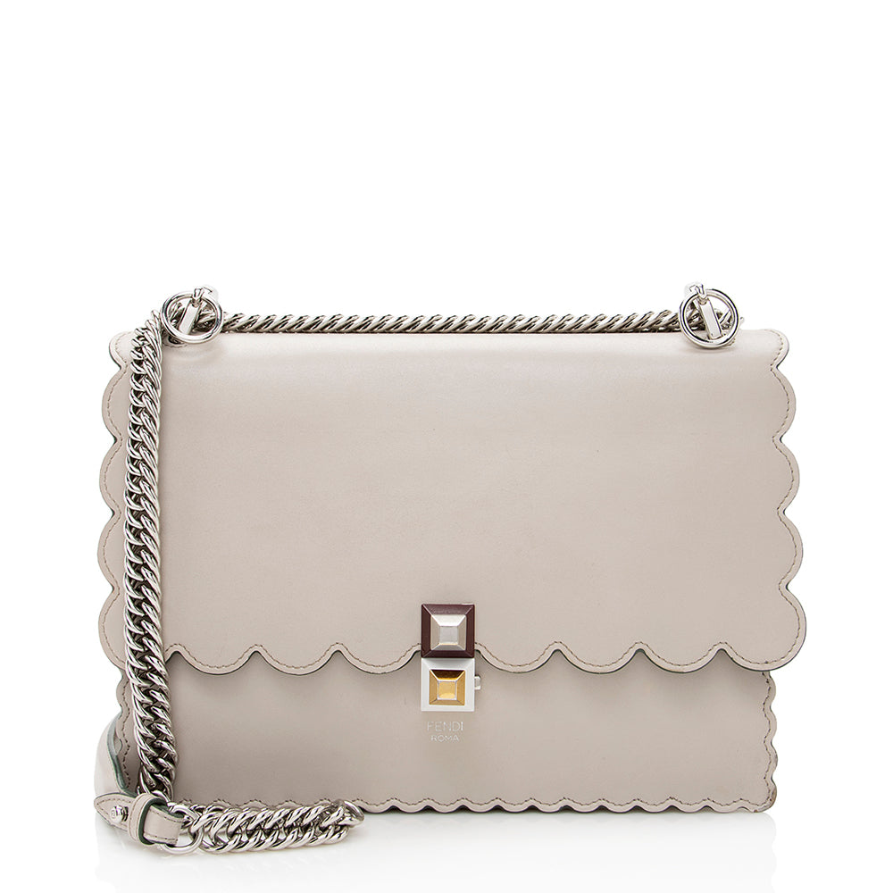 Fendi Calfskin Studded Kan I Medium Shoulder Bag