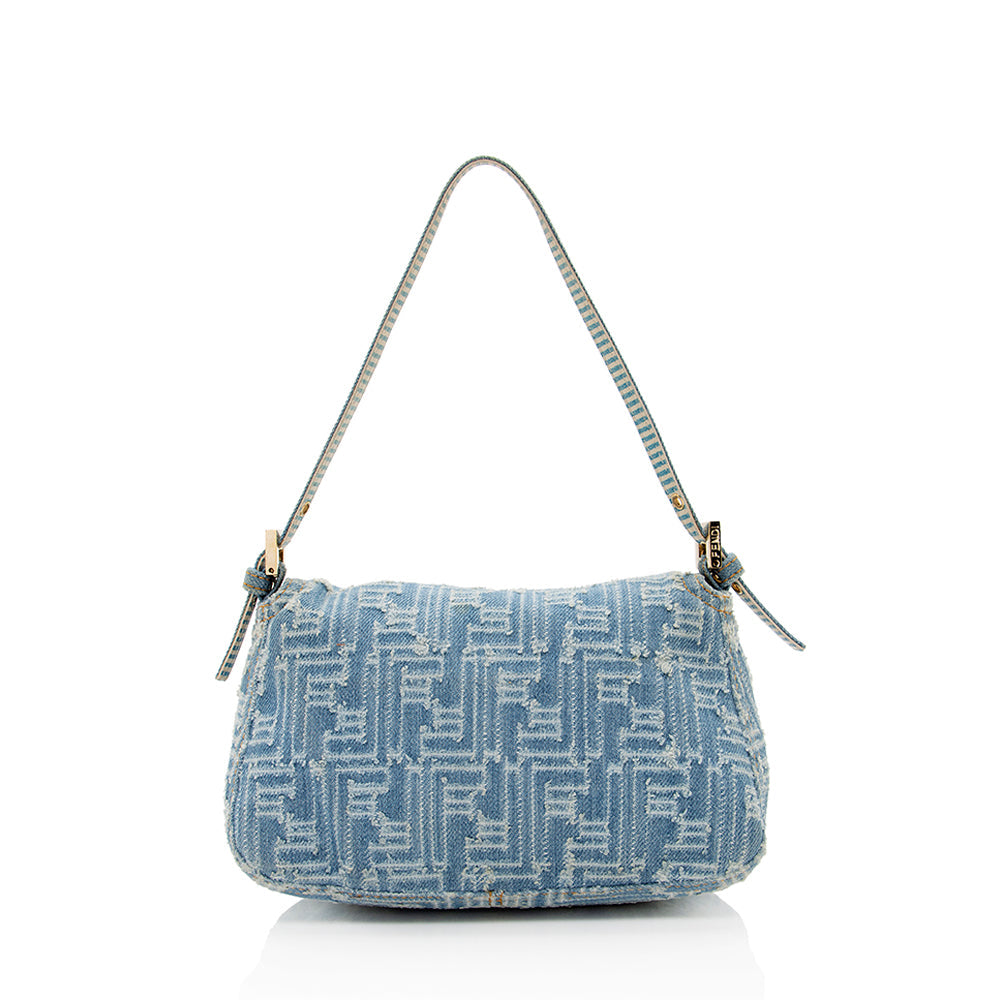 Fendi Denim Mini Baguette Shoulder Bag