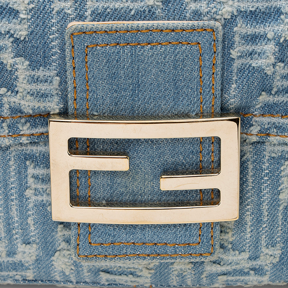 Fendi Denim Mini Baguette Shoulder Bag