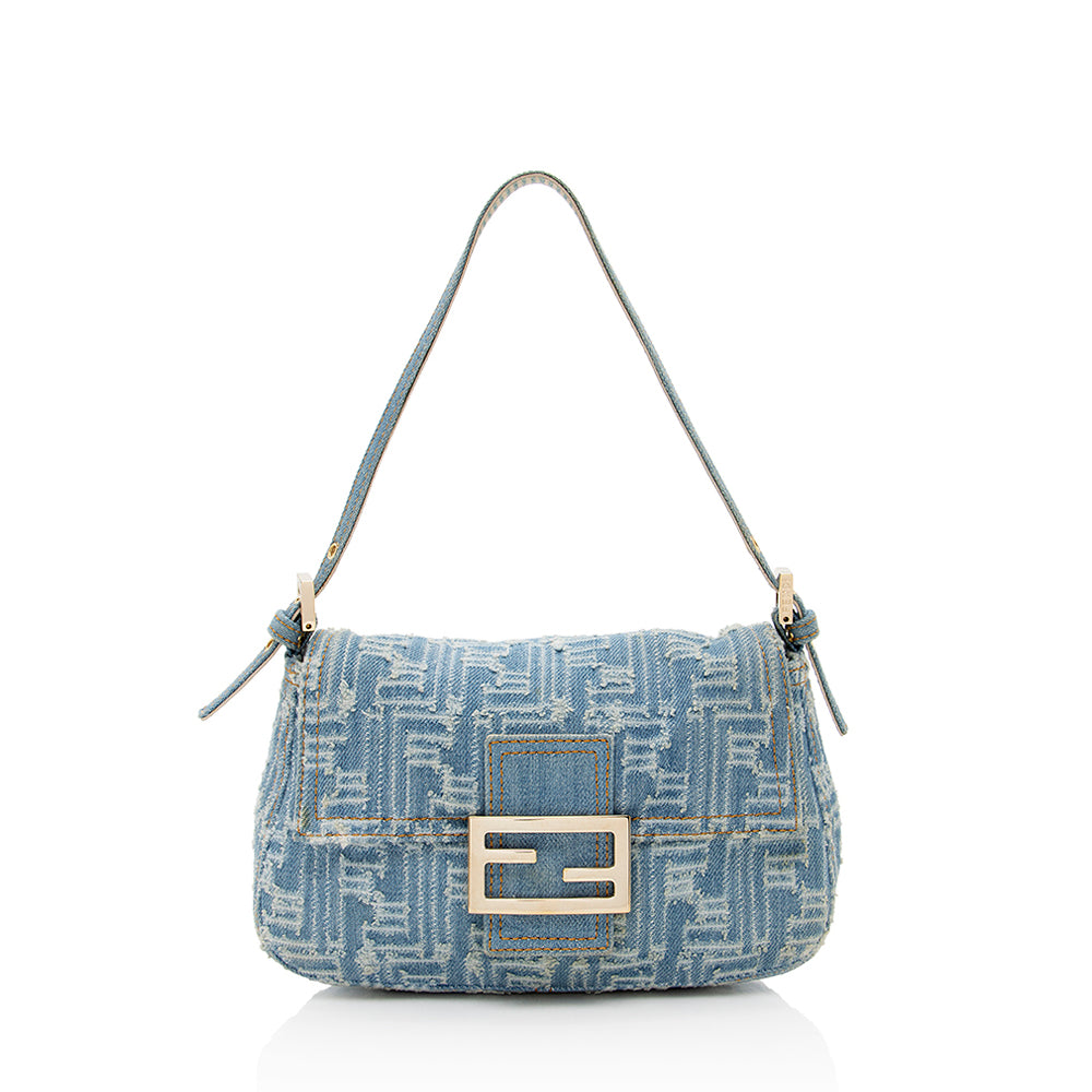 Fendi Denim Mini Baguette Shoulder Bag