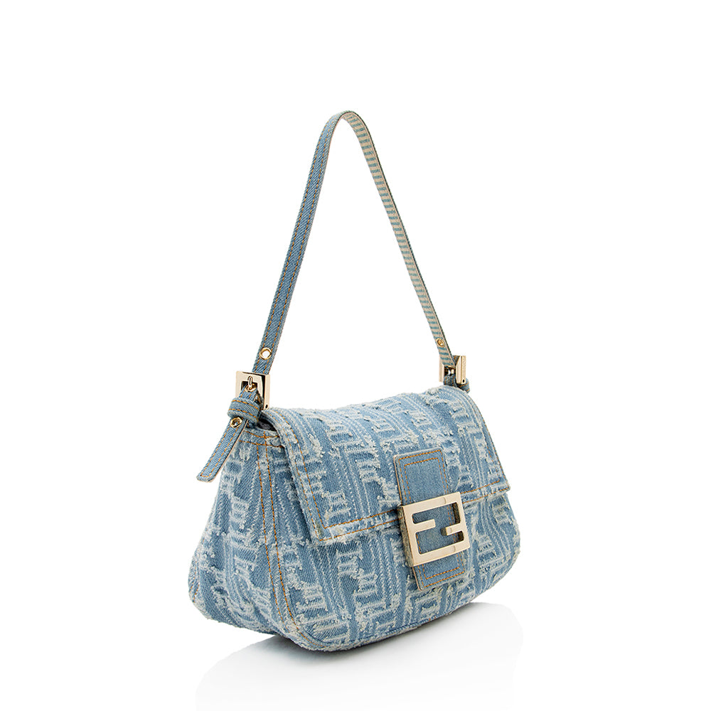 Fendi Denim Mini Baguette Shoulder Bag