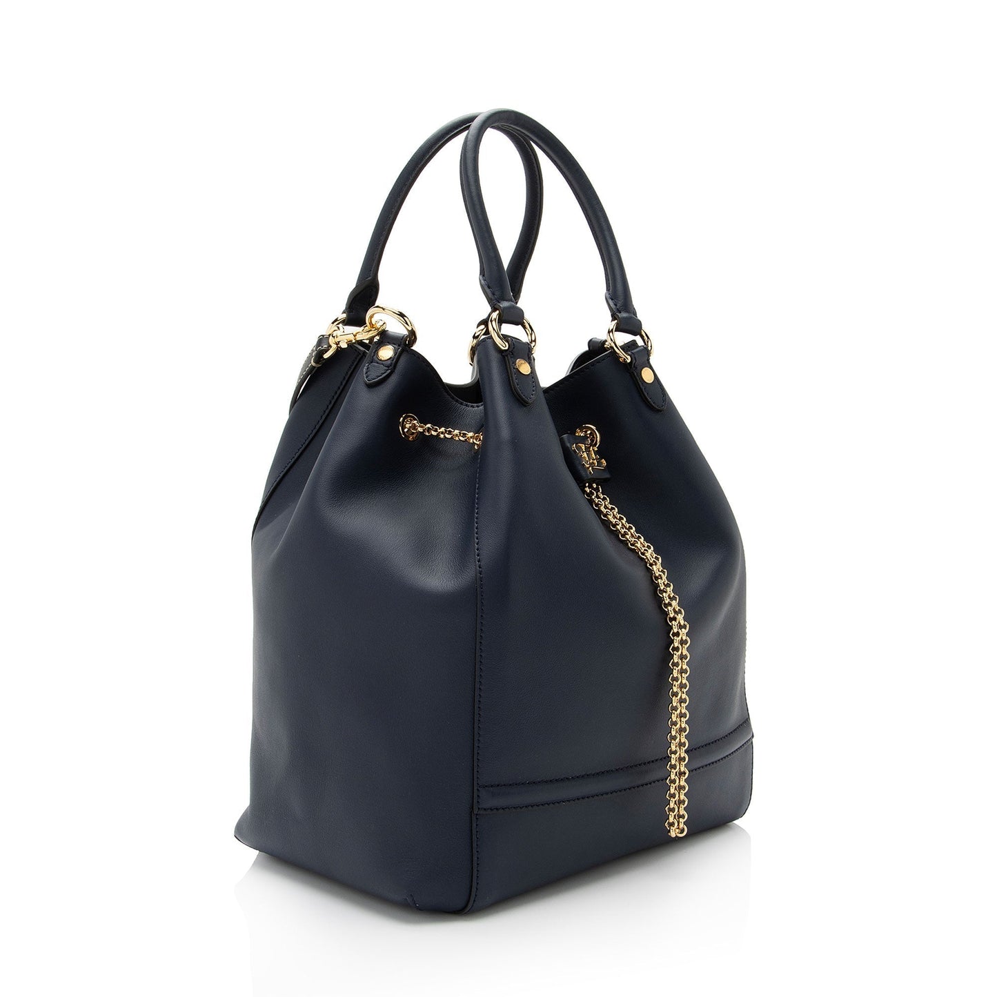 Fendi Leather Karligraphy Chain Bucket Bag