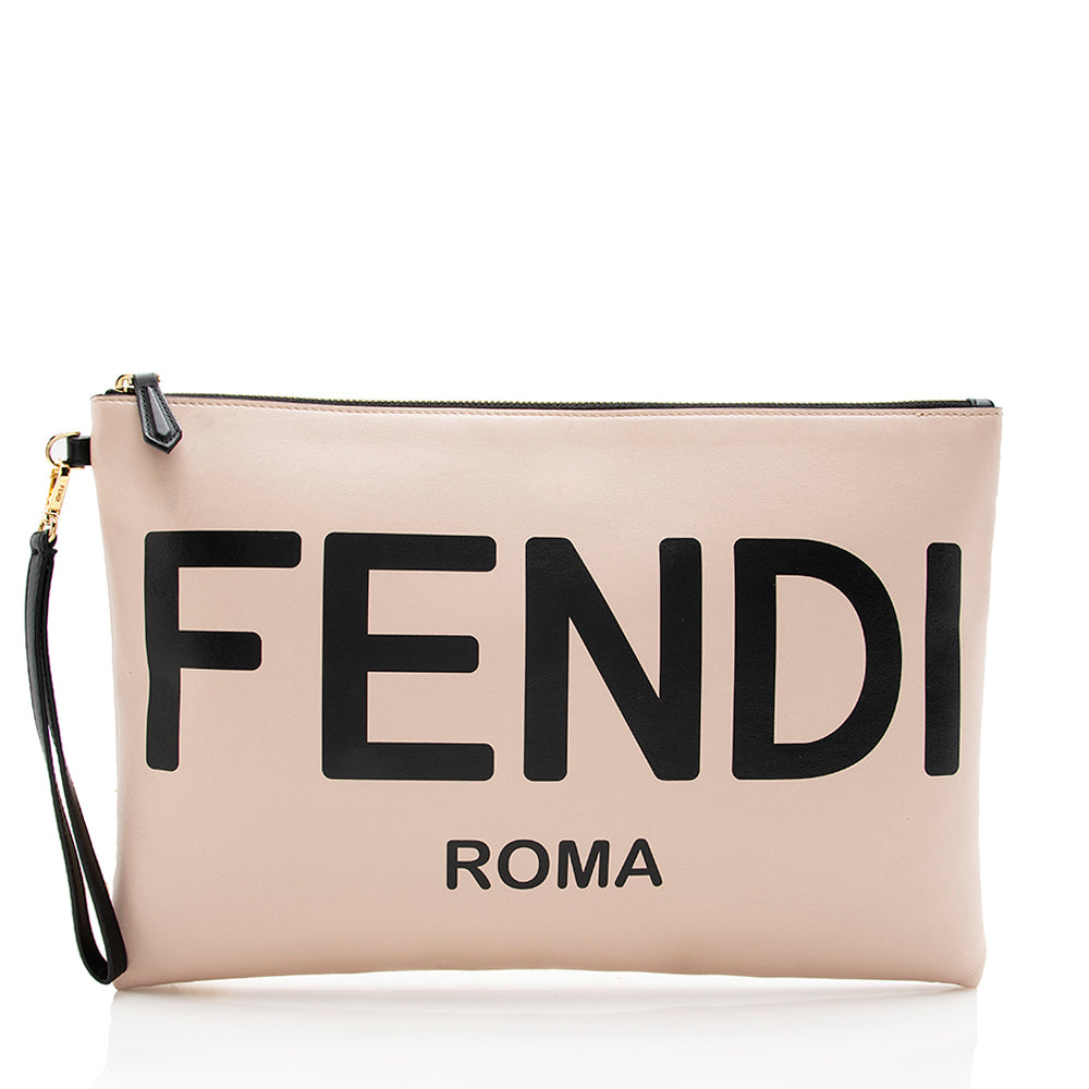 Fendi Leather Logo Pouch