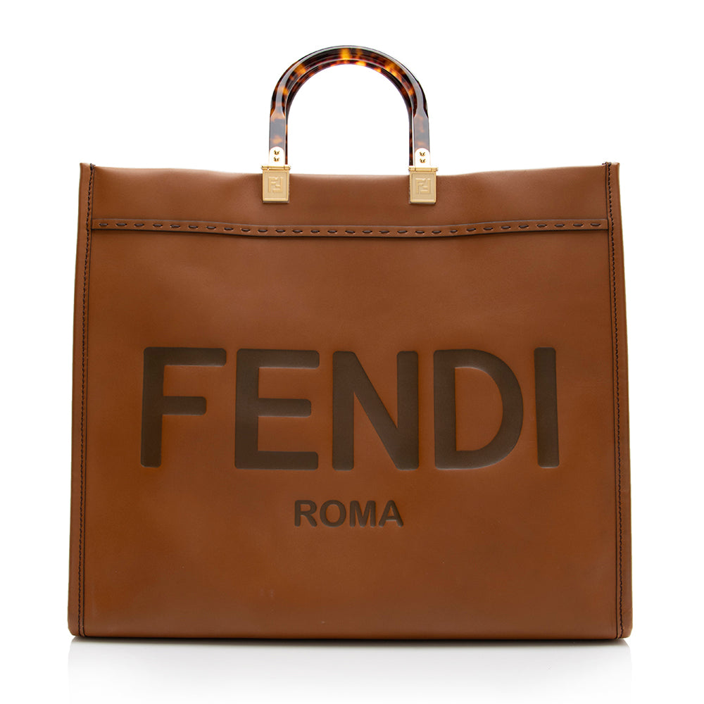 Fendi Leather Sunshine Large Shopper Tote