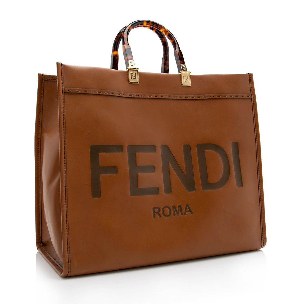 Fendi Leather Sunshine Large Shopper Tote