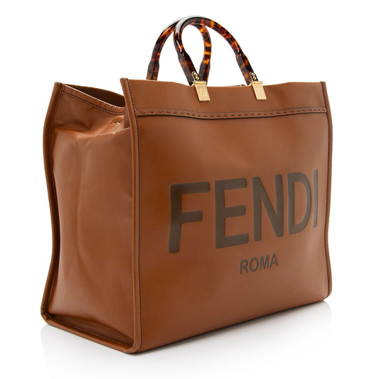 Fendi Leather Sunshine Large Shopper Tote