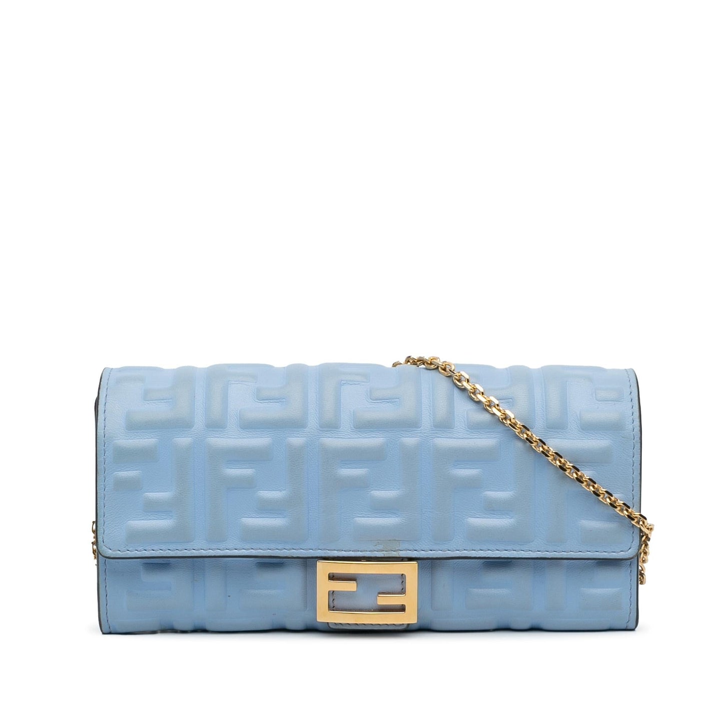 Fendi Zucca Embossed Leather Wallet on Chain